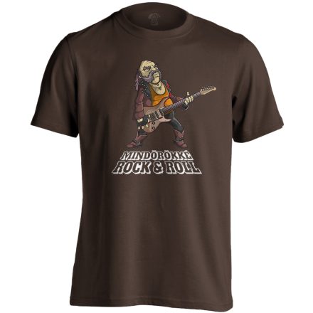 Öreg Rocker Nem Vén Rocker gitáros férfi póló (csokoládébarna)