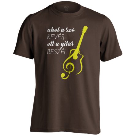 A Gitár Beszél gitáros férfi póló (csokoládébarna)