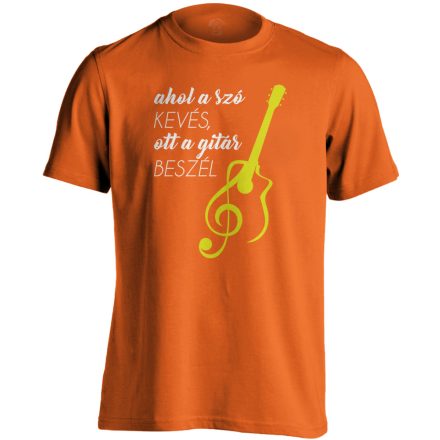 A Gitár Beszél gitáros férfi póló (narancssárga)
