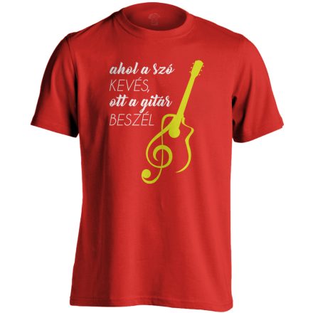 A Gitár Beszél gitáros férfi póló (piros)