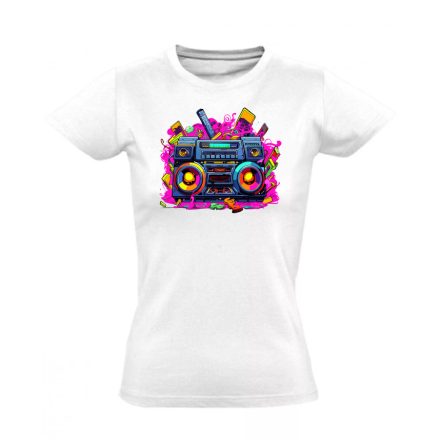 Boombox hip-hop női póló (fehér)