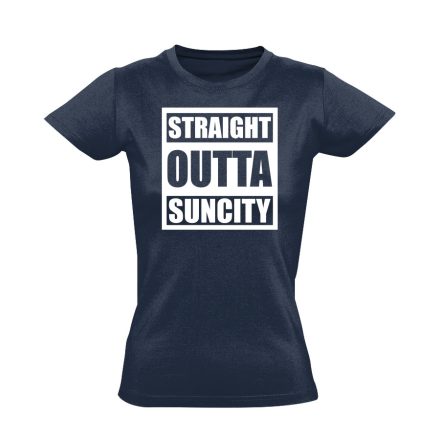 Straight outta Suncity hip-hop női póló (tengerészkék)