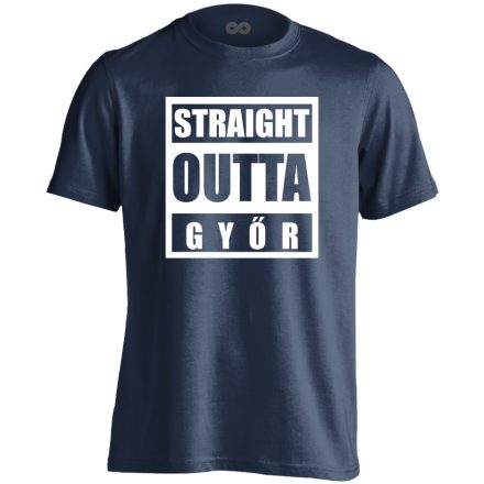 Straight outta Győr hip-hop férfi póló (tengerészkék)