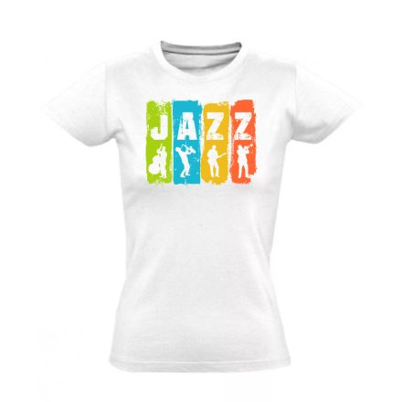 Színes impro jazz női póló (fehér)