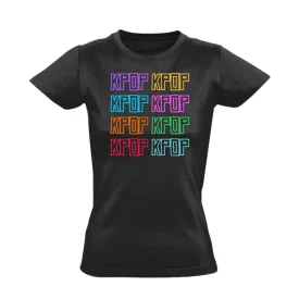 Színes kop kop k-pop női póló (fekete)
