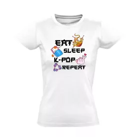 K-pop only k-pop női póló (fehér)