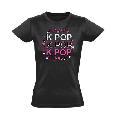 Triplázós k-pop női póló (fekete)