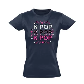 Triplázós k-pop női póló (tengerészkék)