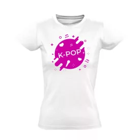 Pink music record k-pop női póló (fehér)