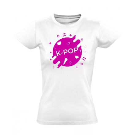 Pink music record k-pop női póló (fehér)