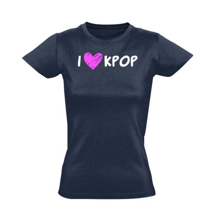 I <3 KPOP k-pop női póló (tengerészkék)