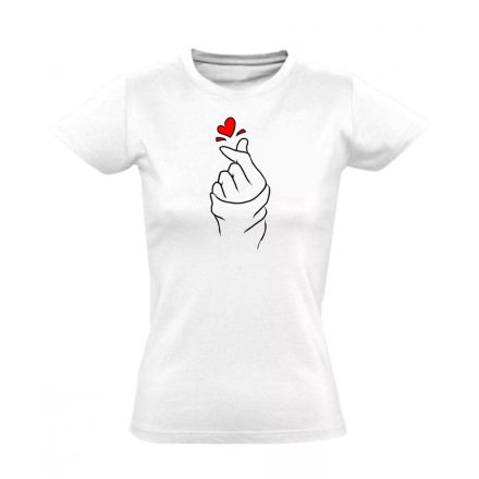 Laza szív k-pop női póló (fehér)
