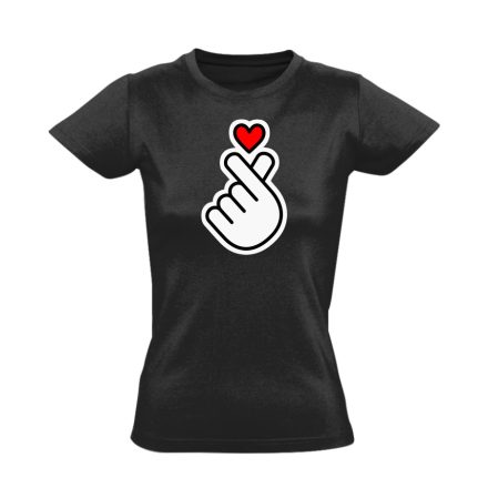 Az igazi szív k-pop női póló (fekete)