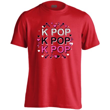 Triplázós k-pop férfi póló (piros)