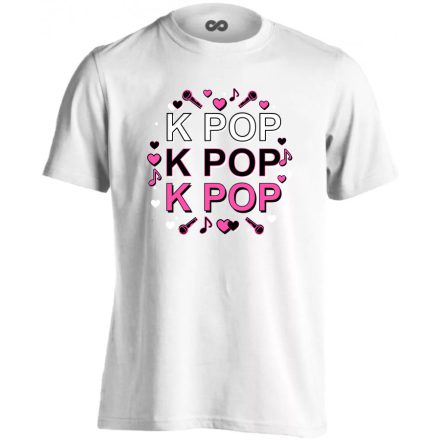 Triplázós k-pop férfi póló (fehér)