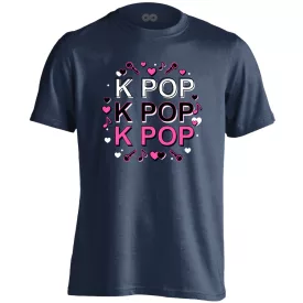 Triplázós k-pop férfi póló (tengerészkék)
