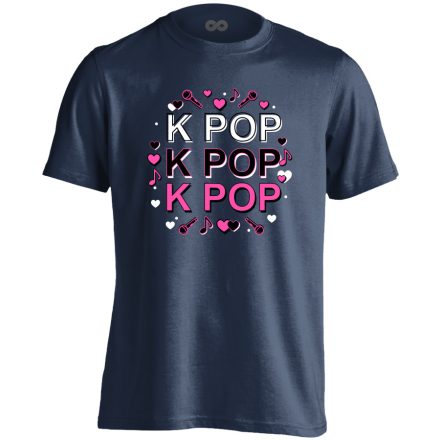 Triplázós k-pop férfi póló (tengerészkék)