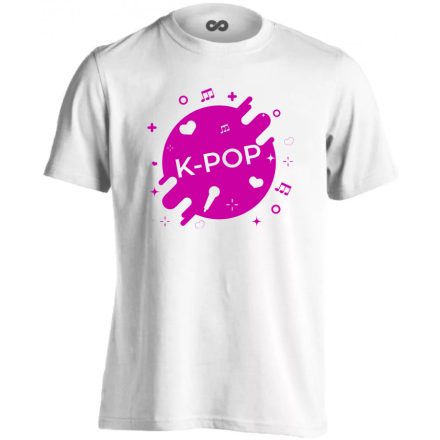 Pink music record k-pop férfi póló (fehér)