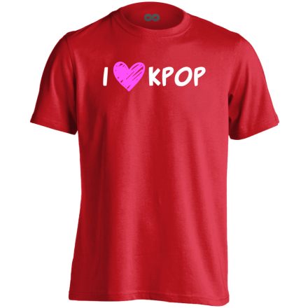 I <3 KPOP k-pop férfi póló (piros)