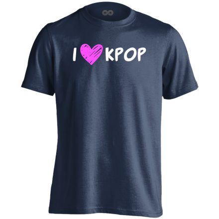 I <3 KPOP k-pop férfi póló (tengerészkék)