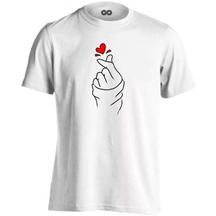 Laza szív k-pop férfi póló (fehér)