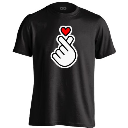 Az igazi szív k-pop férfi póló (fekete)