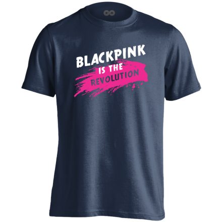 Blackpink is the revolution k-pop férfi póló (tengerészkék)