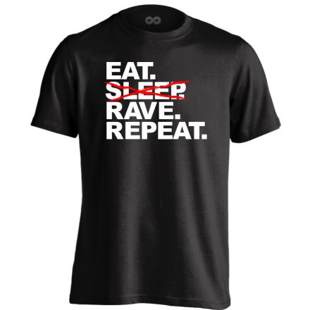 Eat. RAVE. Repeat. elektronikus férfi póló (fekete)