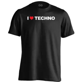 I love techno elektronikus férfi póló (fekete)