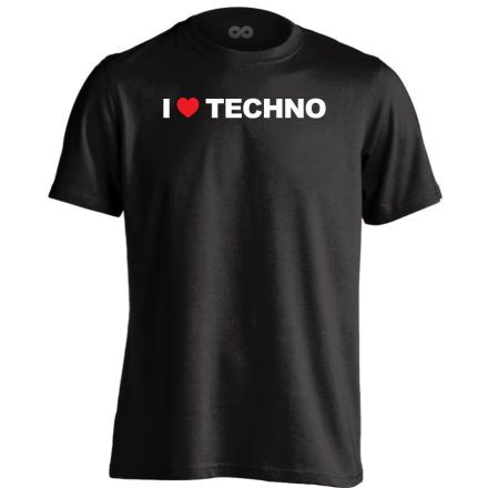 I love techno elektronikus férfi póló (fekete)