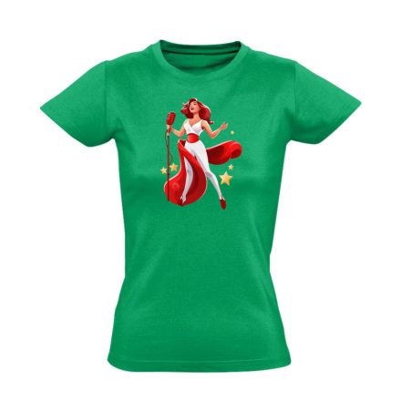 Vörös énekes latin női póló (zöld)