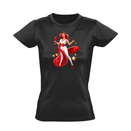Vörös énekes latin női póló (fekete)