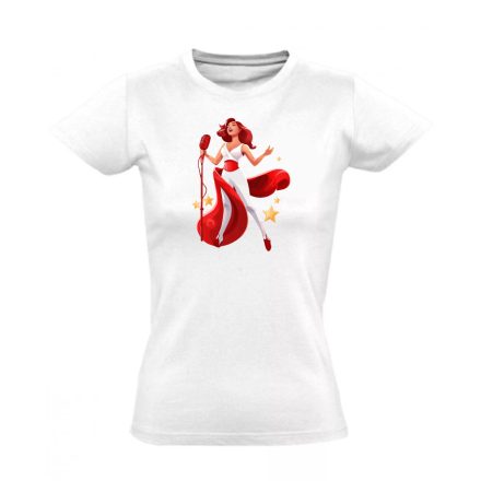 Vörös énekes latin női póló (fehér)