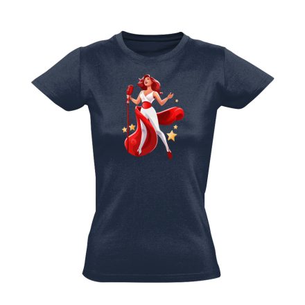 Vörös énekes latin női póló (tengerészkék)