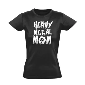 Hevy metal mom rock 'n metál női póló (fekete)
